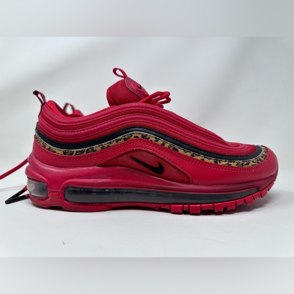 Nike Air Max 97 Red Leopard Womens Size 7.5 Athletic Shoes Sneakers - Picture 9 of 13
